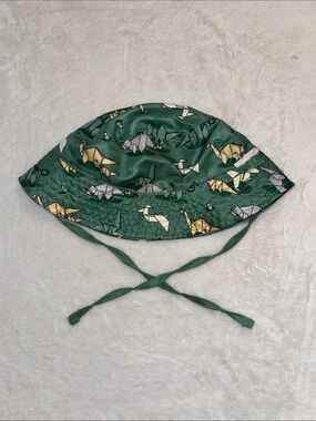 UVSKINZ Kids reversible Green Origami Dinosaur Bucket Hat with Chin Straps